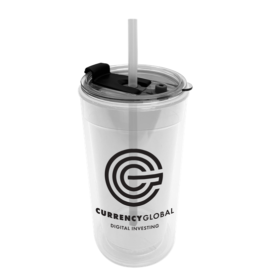 TC14FS - Sentinel 14 oz. Transparent Tumbler with 2-in-1 Flip and Straw hole lid (Straw included)